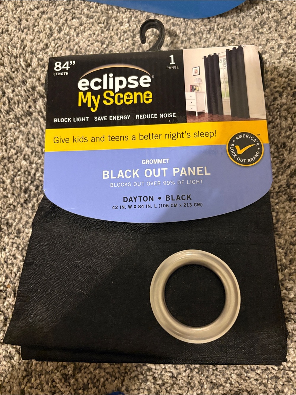 Eclipse blackout grommet curtain panel - black